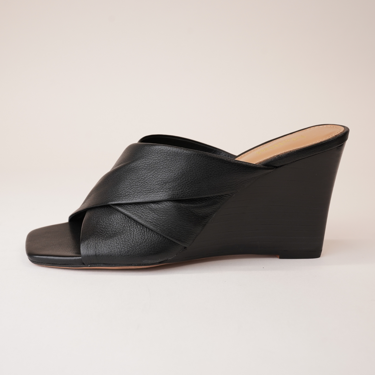 Aiya Black Leather Wedges - MOLLINI | Shouz