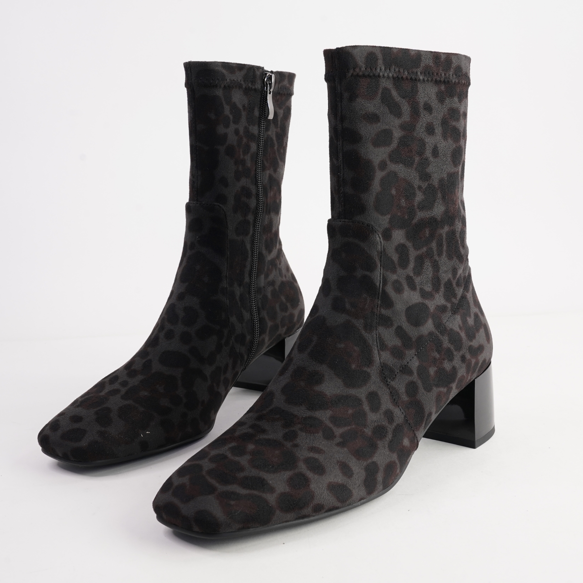 June Black Leopard Stretch Ankle Boots - MILA RAINE | Shouz
