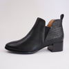 Anexia Black Croc Leather Ankle Boots