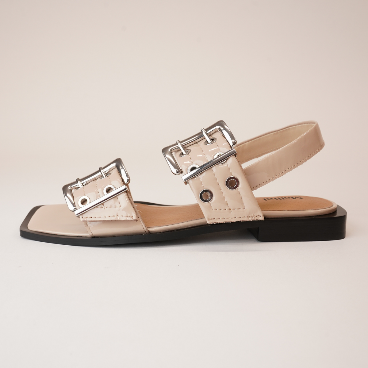 Savina Latte Patent Leather Sandals - MOLLINI | Shouz
