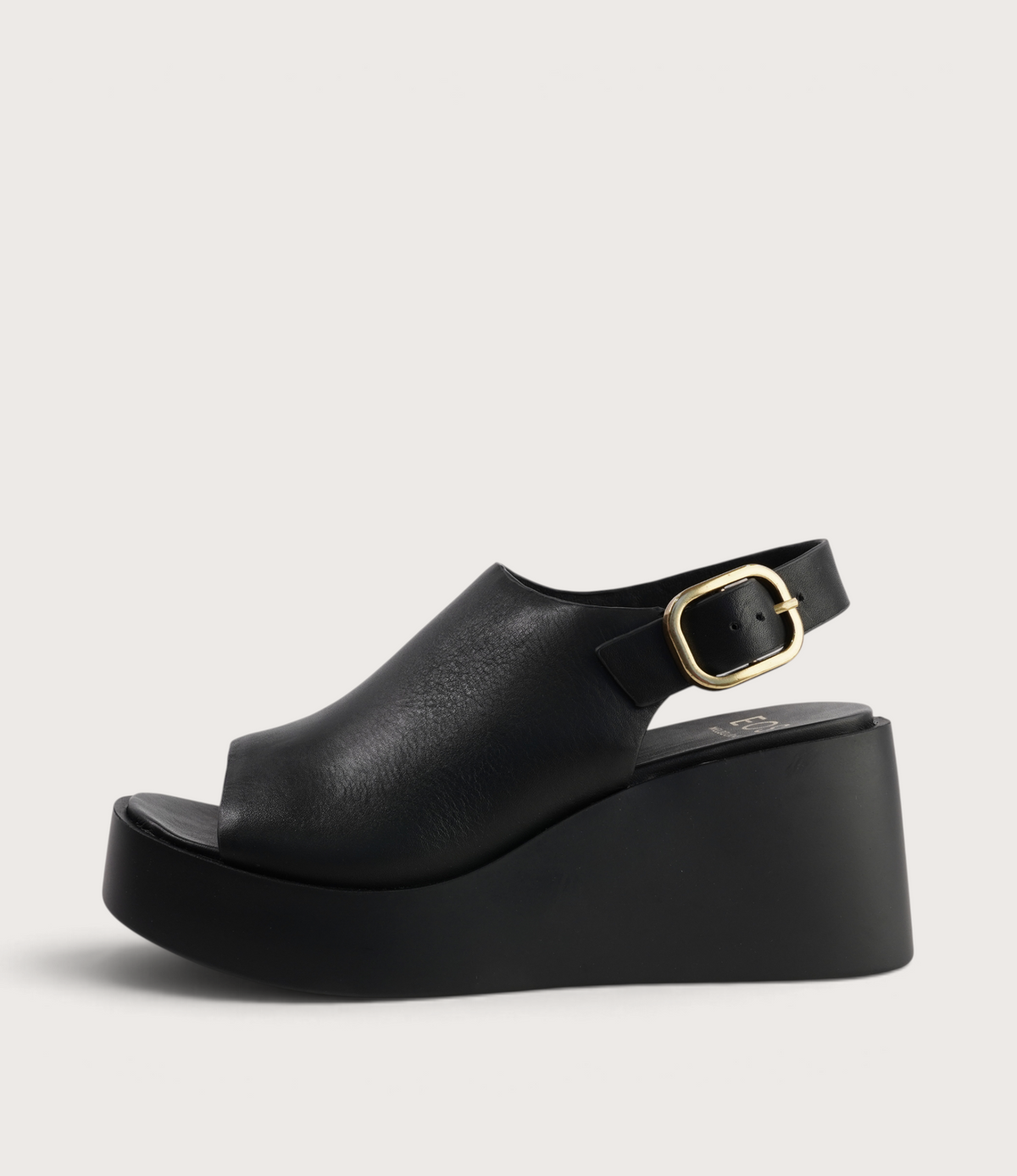 Ariani Black Leather Wedges