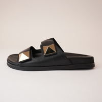 Redding Black Leather Slides