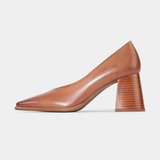 Zanie Pecan Leather Heels - EOS FOOTWEAR | Shouz
