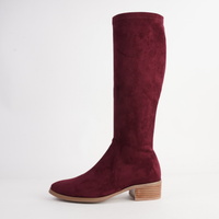 Timothie Burgundy Stretch Microsuede Knee High Boots - DJANGO AND JULIETTE | Shouz