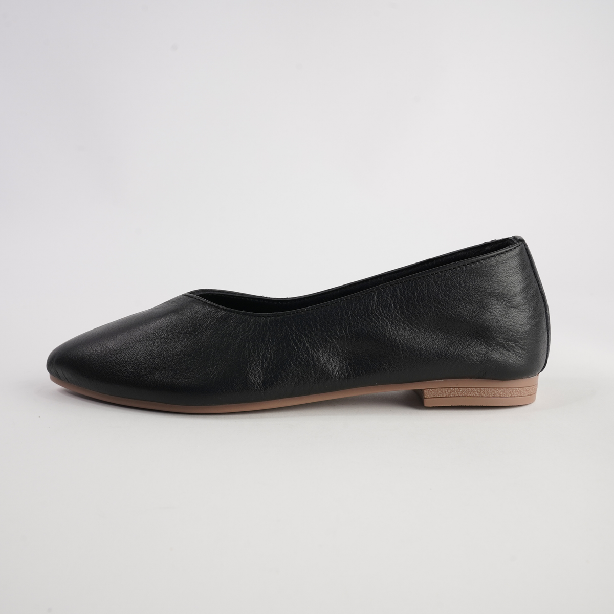 Celeste Black Leather Ballet Flats - WITH GRACE | Shouz