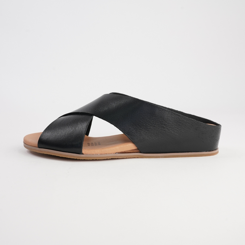 Harli Black Leather Slides
