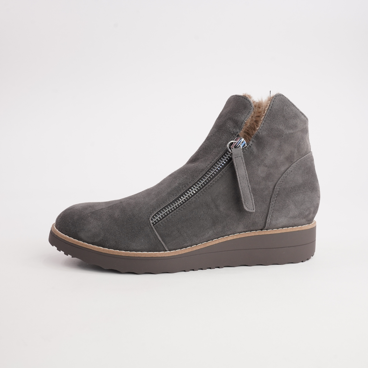 Opal Cocoa Suede/ Taupe Fur Leather Ankle Boots