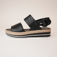 Atha Black Leather Sandals