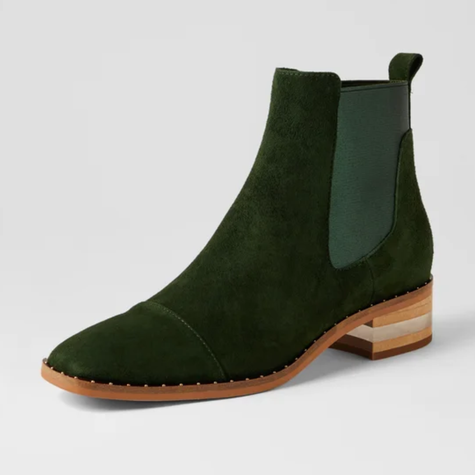 Forda Olive Suede/ Metallic Elastic Ankle Boots - DJANGO AND JULIETTE | Shouz