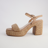 Kondry Natural Raffia/ Camel Leather Heels