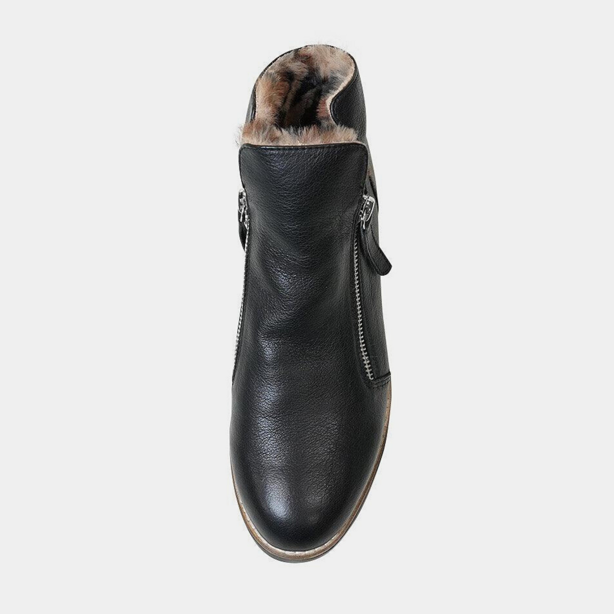 Opal Black Leather/ocelot Fur Ankle Boots