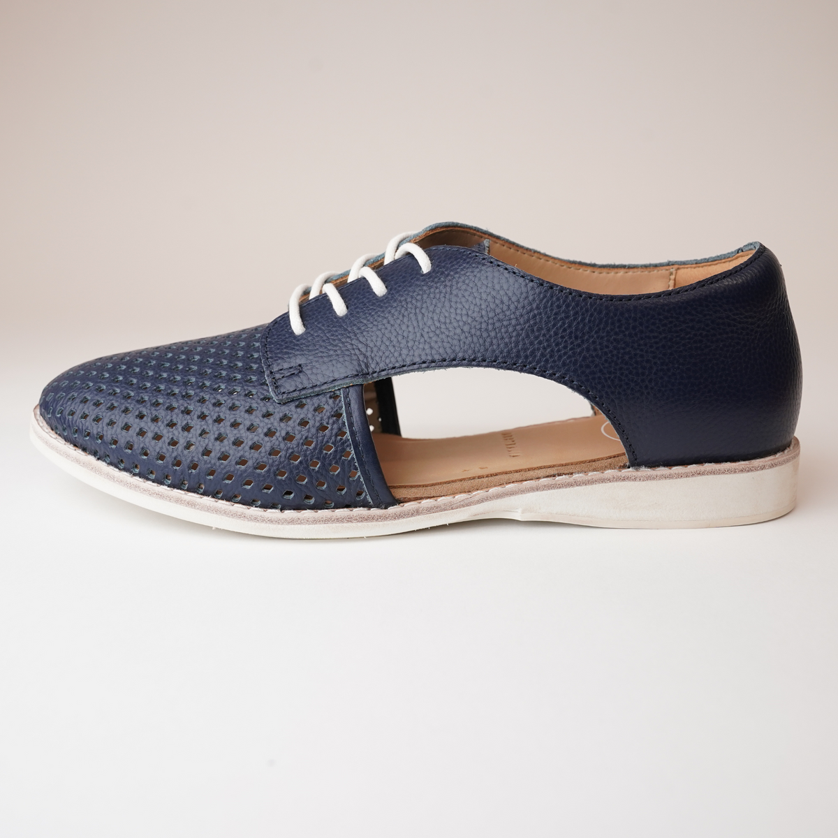 Sidecut Punch Navy Tumble Lace Up Flats - ROLLIE | Shouz