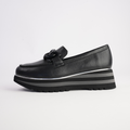 Ealia Black Leather/ Black Charcoal Sole Loafers