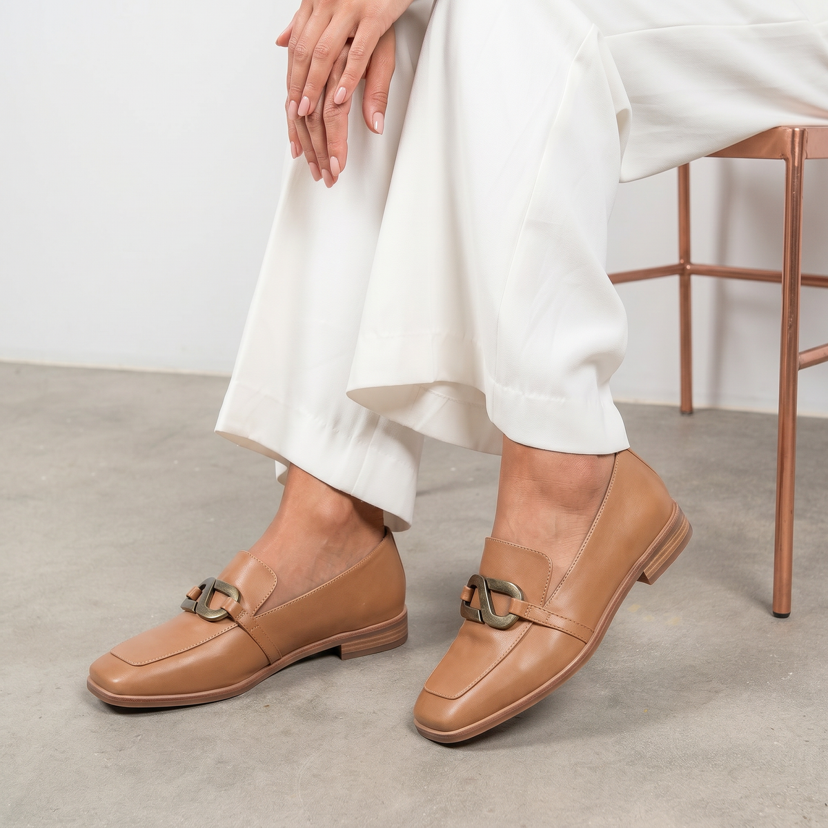 Damon Tan Leather Loafers