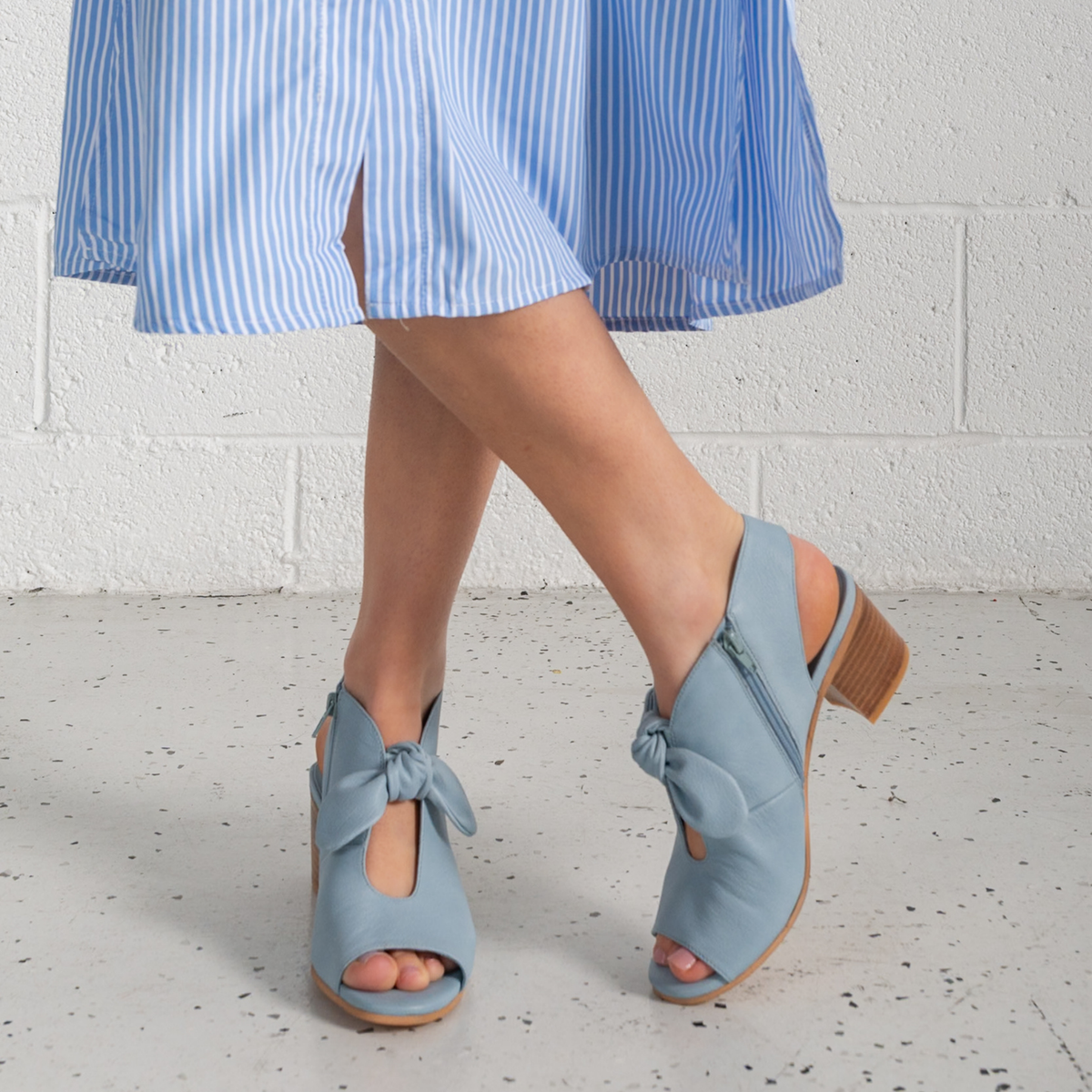 Banana Denim Leather Heels