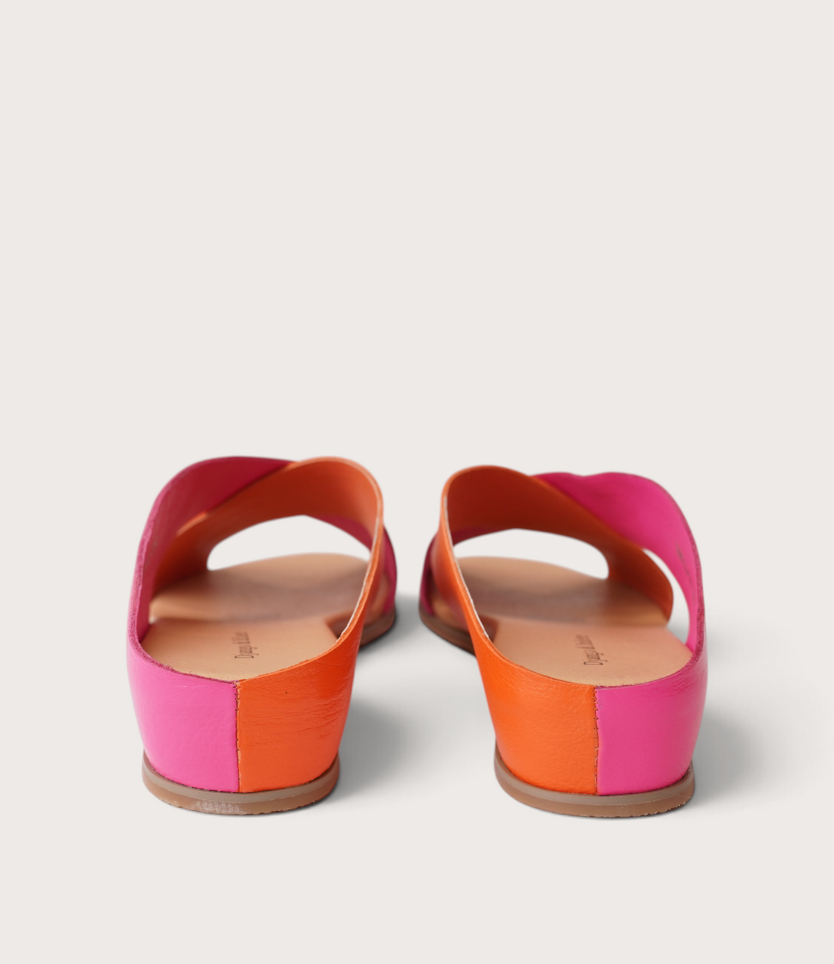 Harli New Orange/ Hot Pink Leather Slides