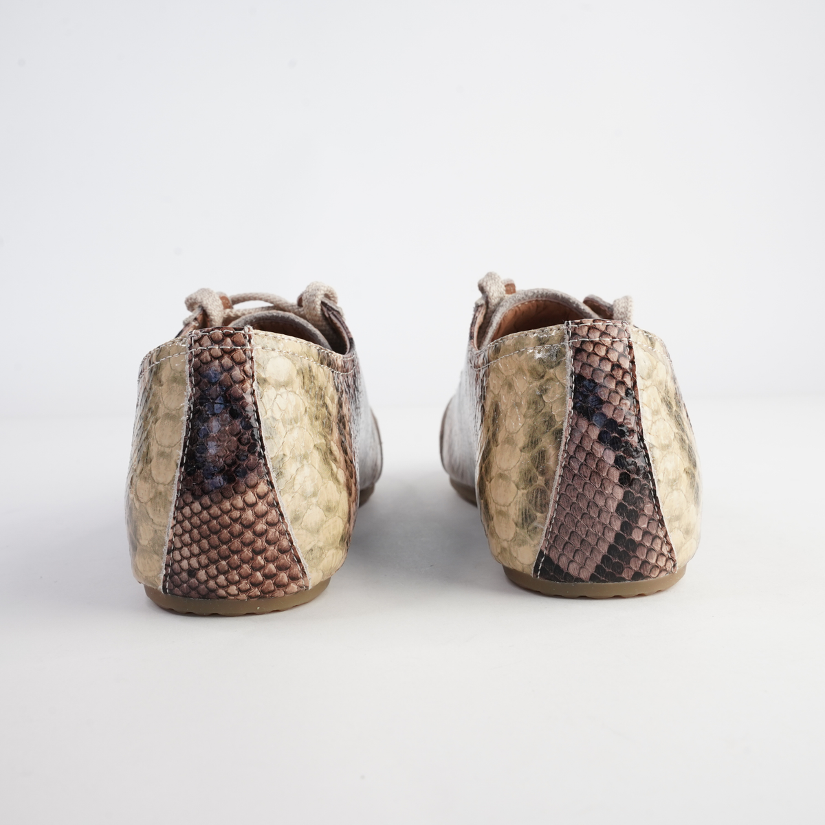 Quinn Natural Multi Snake Leather Sneakers - ALFIE AND EVIE | Shouz