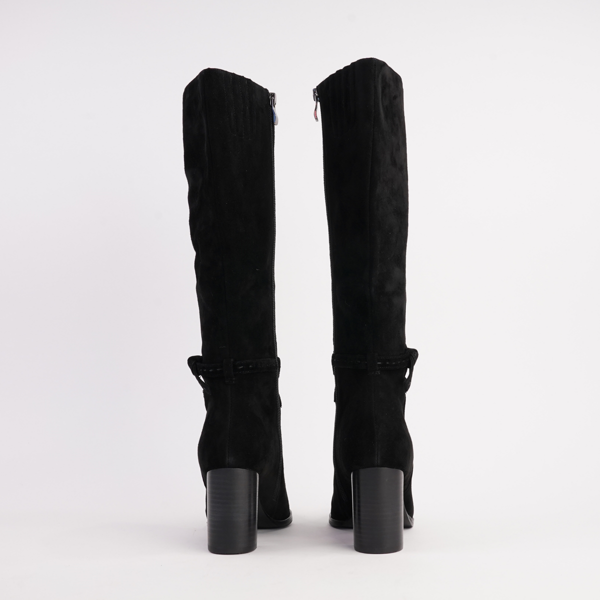 Amirie Black Suede/ Black Heel Knee High Boots
