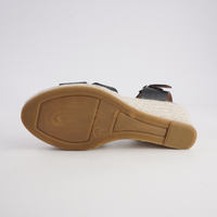 Remi Doya Negro Leather Espadrille Wedges