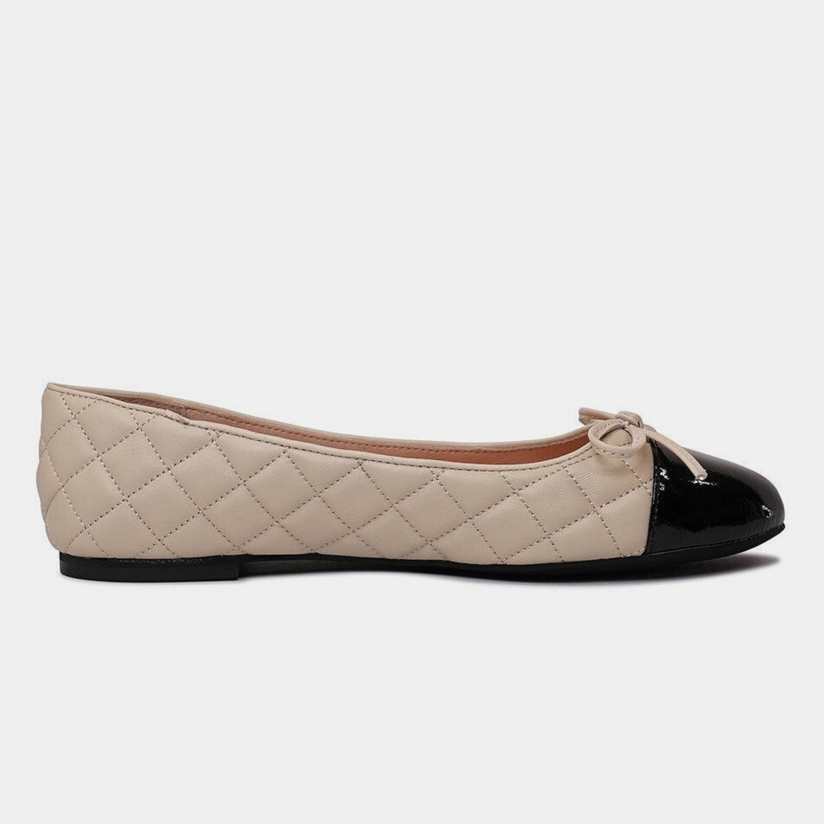 Belie Black Patent/ Cream Leather Ballet Flats