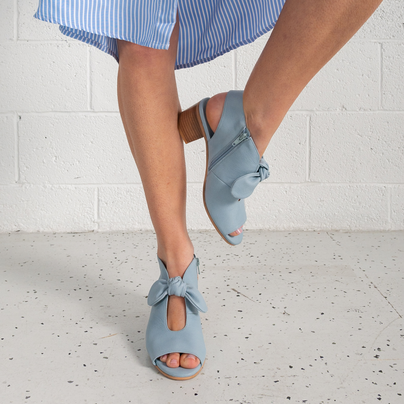 Banana Denim Leather Heels