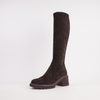 Zina Choc Suede Stretch Knee High Boots