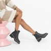 Waizey Black Leather Ankle Boots