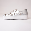 Bello White & Silver Shrunken Leather Sneakers