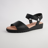 Minne Black/ Black Sole Leather Sandals