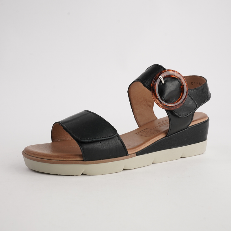 Diana Black Leather Sandals