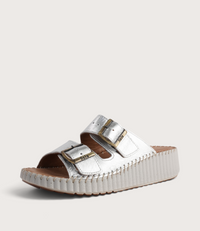 Solena Silver Leather Slides