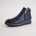 Omeah Navy/ Navy Leather Ankle Boots