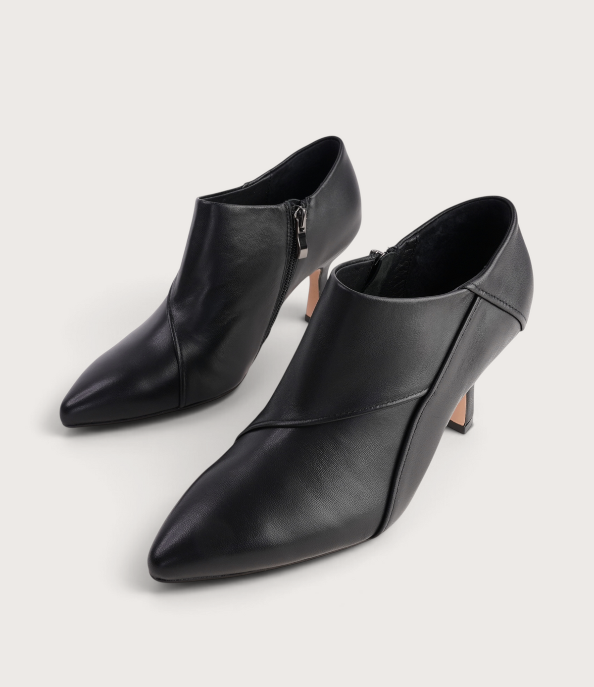 Lazel Black Leather Heels