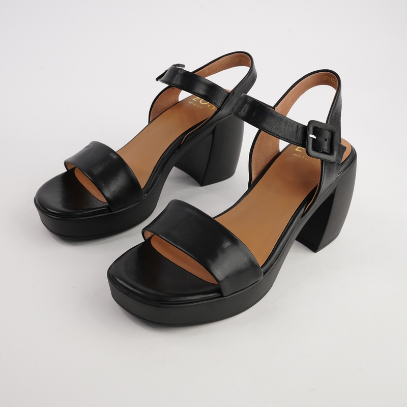 Spice Black Leather Heels