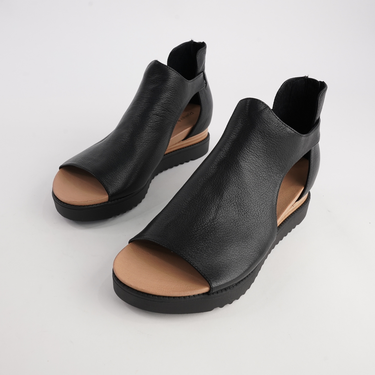 Ambatto Black/ Black Sole Leather Sandals