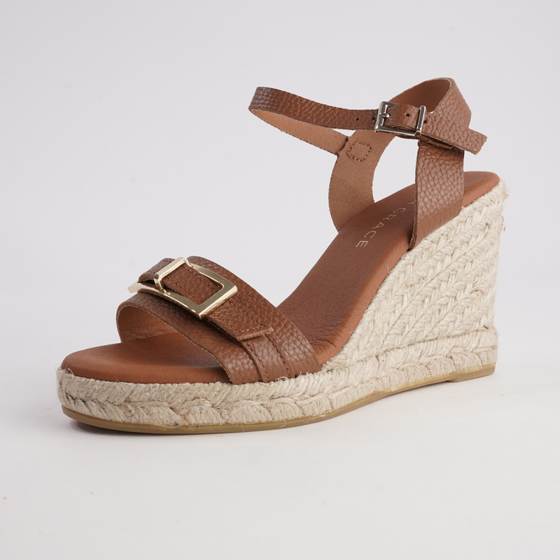 Wren Doya Roble Leather Espadrille Wedges
