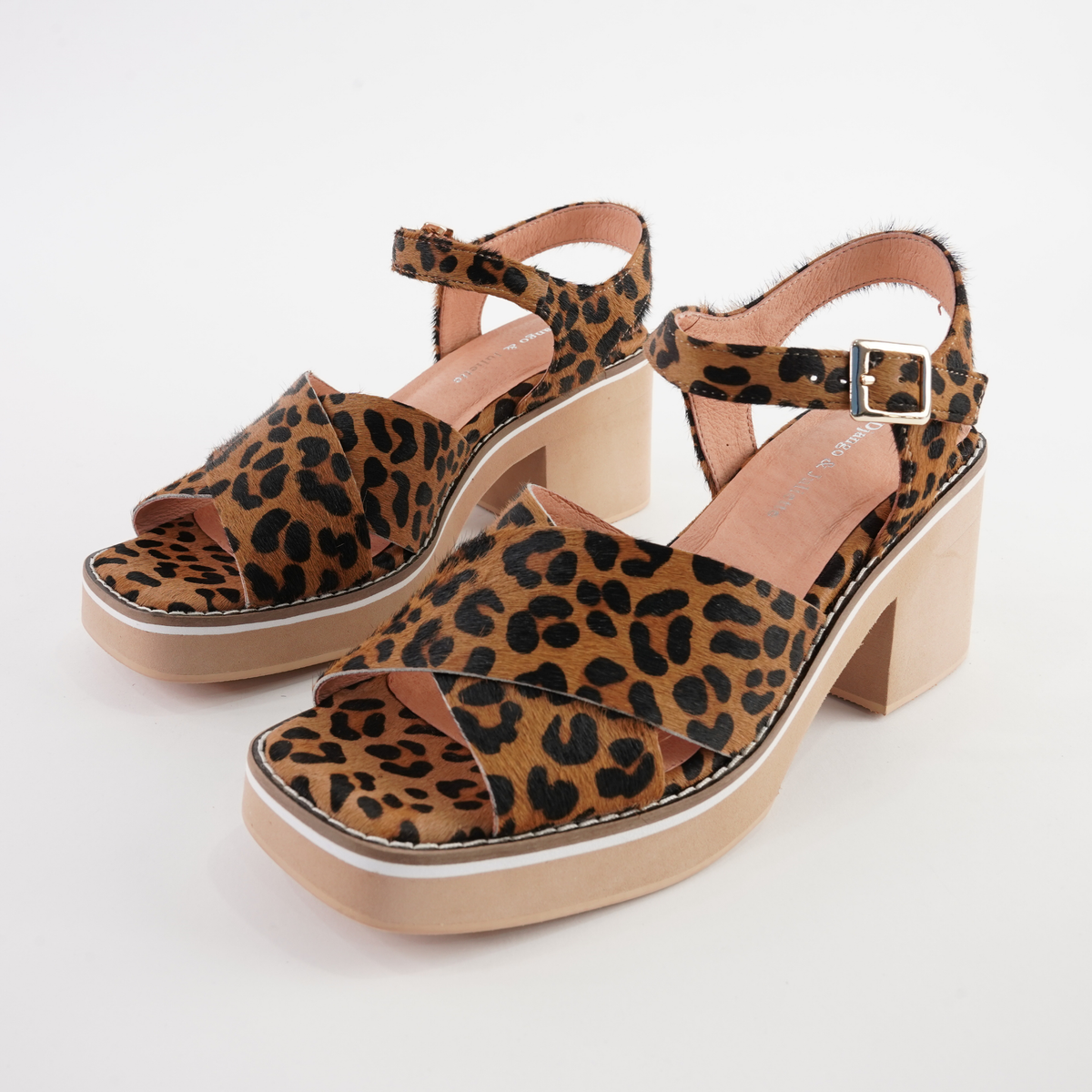 Jemi Tan Leopard Pony Leather Heels