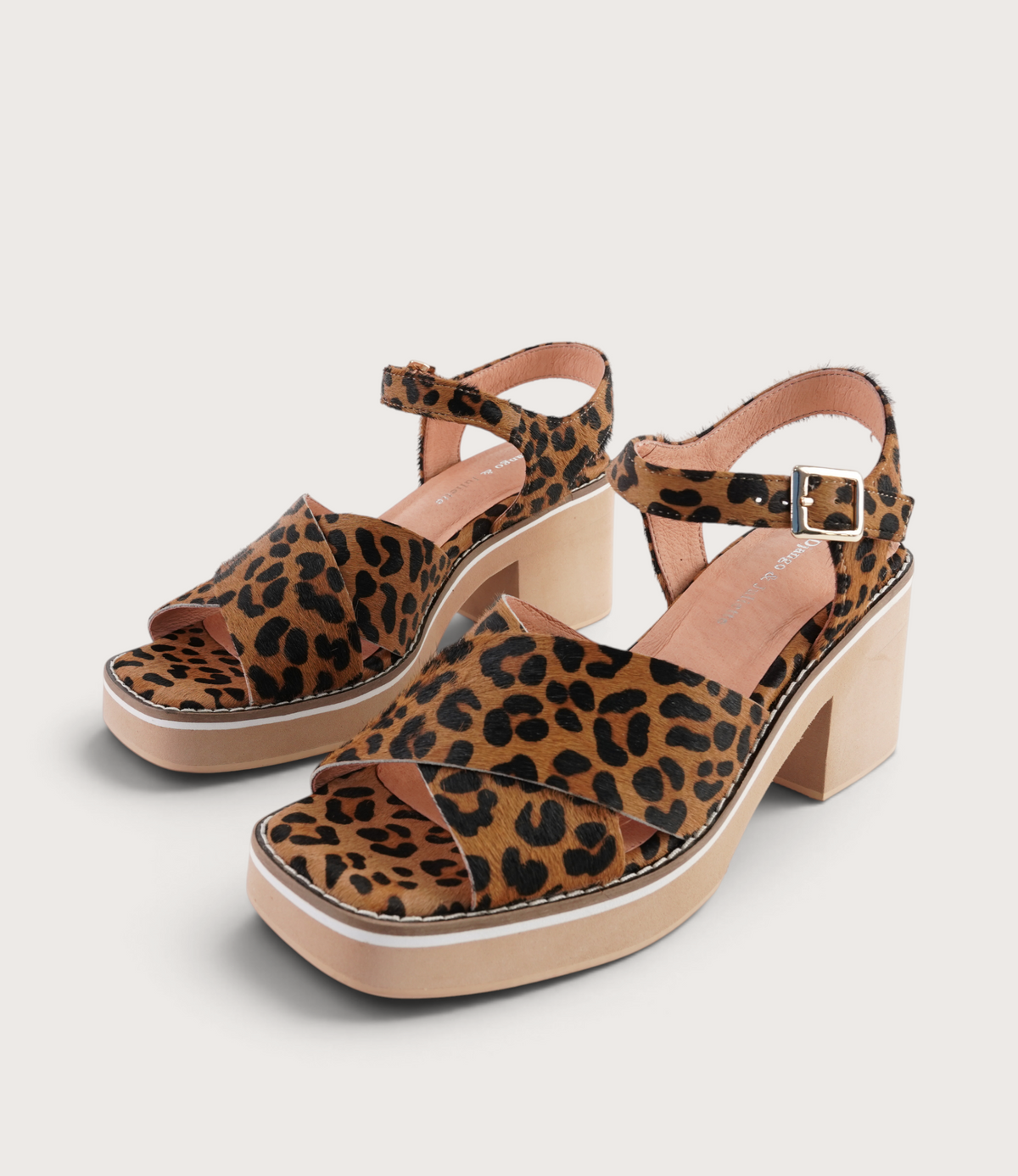 Jemi Tan Leopard Pony Leather Heels