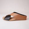 Harli Black/ Dark Tan Leather Slides