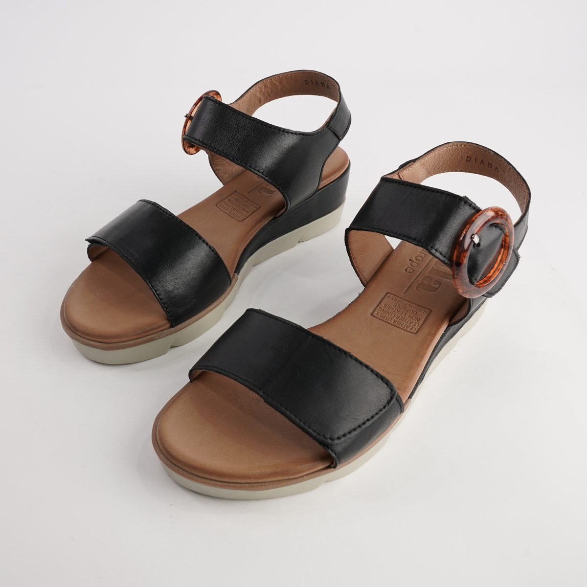 Diana Black Leather Sandals