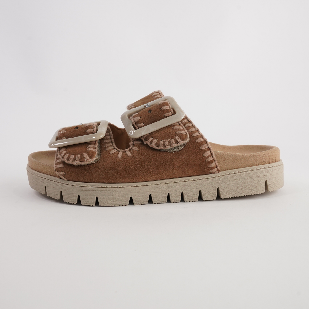 Rita Walnut Suede Leather Slides - GABOR | Shouz