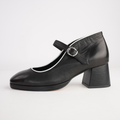 Podium Black/ Milk Leather Heels