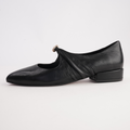 Estrela Black Leather Flats