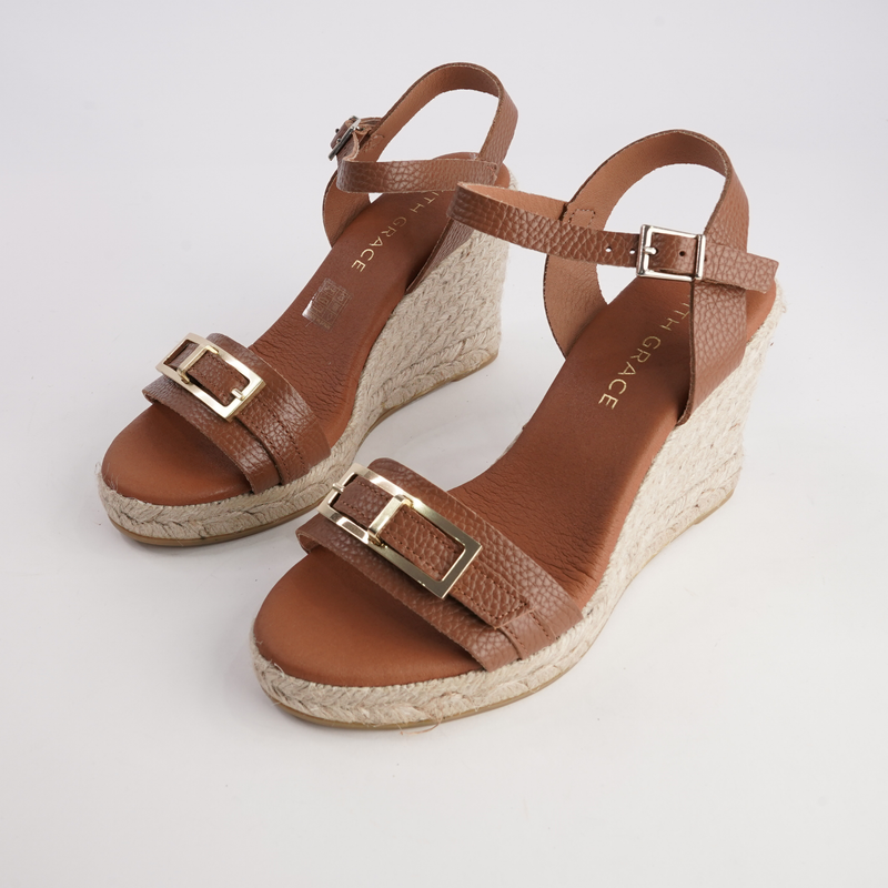 Wren Doya Roble Leather Espadrille Wedges