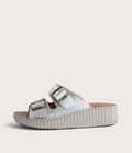 Solena Silver Leather Slides
