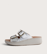 Solena Silver Leather Slides
