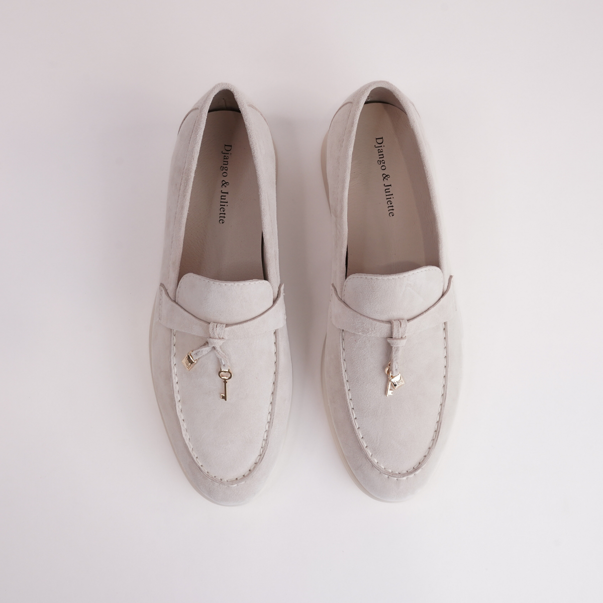 Lydea Beige Suede Leather Loafers - DJANGO AND JULIETTE | Shouz
