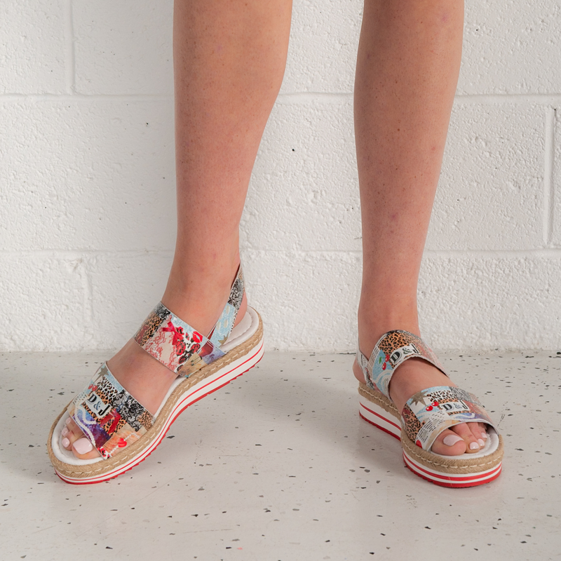 Atha Collage Print Leather Sandals