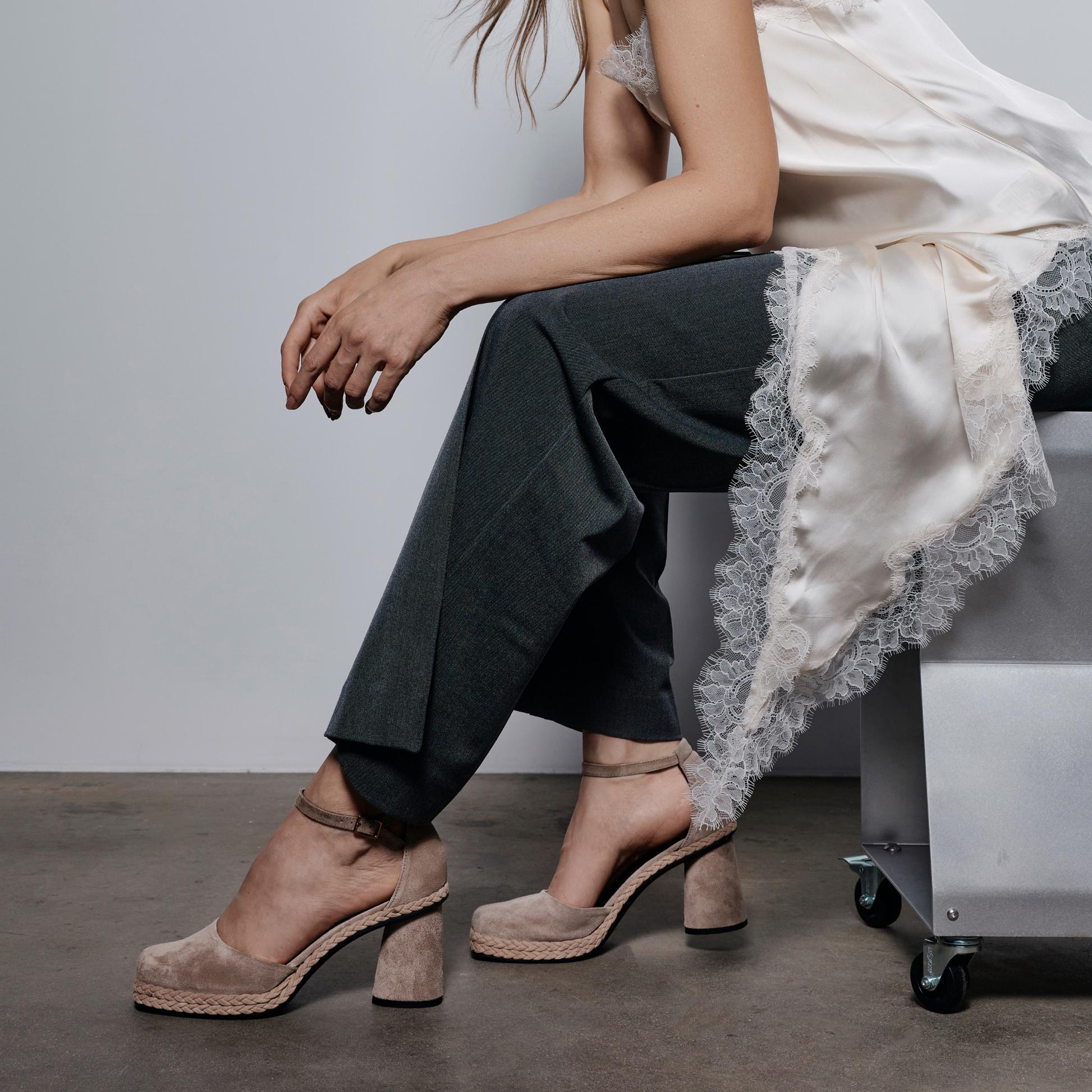 Eldon Taupe Nubuck Leather Heels
