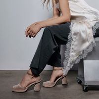 Eldon Taupe Nubuck Leather Heels